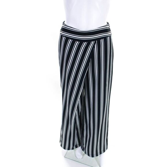 JOA Los Angeles Womens High Rise Wide Leg Stripe Pants Navy White Size Small - Picture 1 of 7